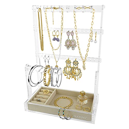 Nuoking 5 Levels Jewelry Stand Display For Rings, Bracelets, Necklaces, Earrings And Other Small Accessories - Organizer With Container Tray #TOP3
