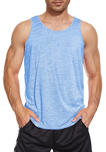Tacvasen Tank Shirts For Men Workout Tank Tops Quick Dry Sleeveless Tops For Men Muscle Shirts Cooling Tank Top Light Blue 2Xl #TOP16