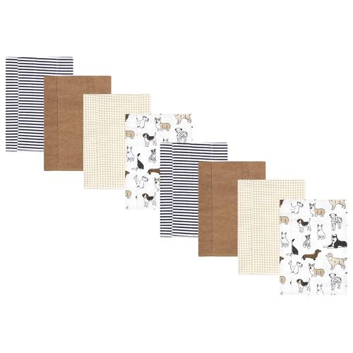 Image of Hudson Baby Cotton Poly Flannel Burp Cloths Multipack, Handsome Dogs 8-Pack, One Size