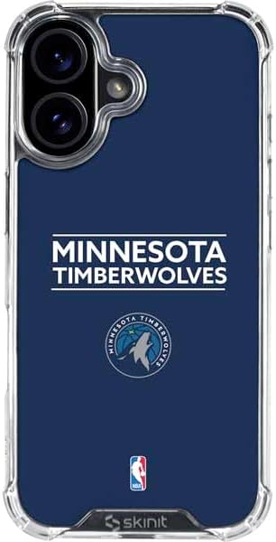 Skinit Clear Phone Case Compatible with iPhone 16 - Officially Licensed NBA Minnesota Timberwolves Hardwood Classics Design