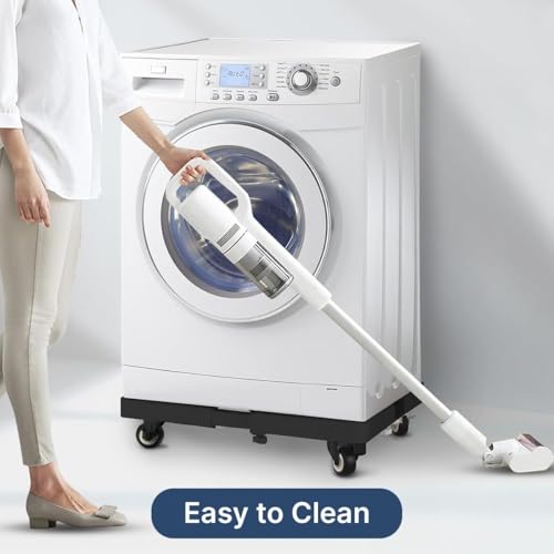 Image of CARE N TOUCH Adjustable Washing Machine Stand with Wheels | Front & Top Load 7kg-10kg Trolley | Fridge & Cooler Stand | Anti-Vibration Rust-Proof Metal Base | Up to 170 KG Black