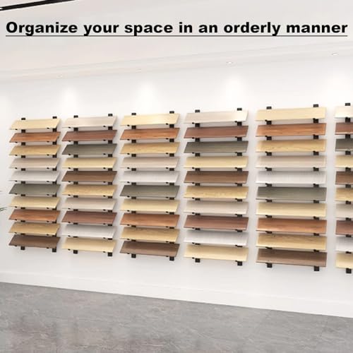 Présentoir mural pour carrelage blanc multi-rangées avec 2 compartiments de rangement - 6