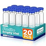 10ml Sterile Vials with Self Healing Injection Port and Sealing Cap, Glass Sterile Vials for Injections (20 Pack)