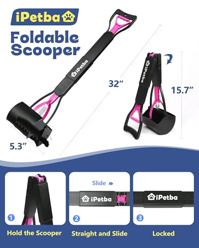 Image of Large Dog Pooper Scooper for Yard, 32 inch Long Handle, No Bending | Save Back, Heavy Duty, Powerful Jaw Grip, One-Hand Operation, Mess-Free Pickup for Grass Gravel Concrete, Easy to Rinse