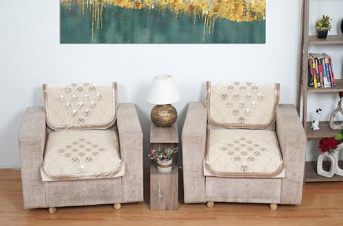 Image of MORADO Chenille 5 Seater Sofa Set Slipcover | Soft & Durable Sofa Cover for Living Room, Drawing Room & Office | Elegant Protective Furniture Cover - Offwhite