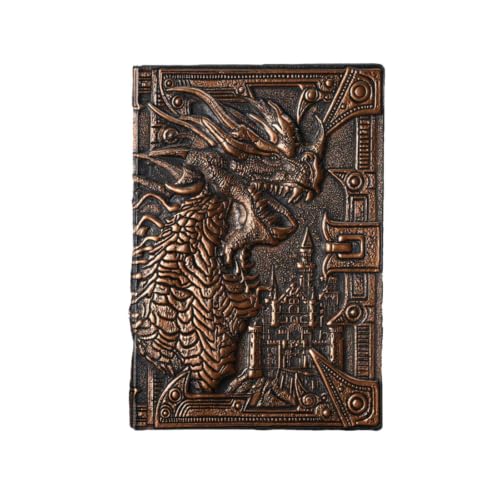 Carnet A5 vintage dragon en relief bronze rouge, idée cadeau originale