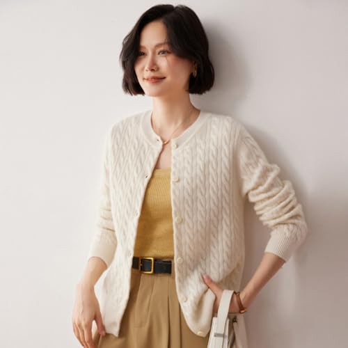 Women's Cashmere and Merino Wool Blend Long Sleeve Casual Formal Cashmere Sweater Cardigan, Fall/Winter2