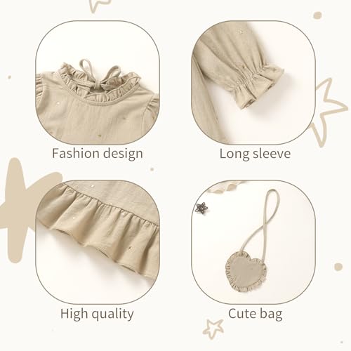 Happy Town Toddler Baby Girl Dress Ruffle Long Sleeve Floral Embroidered Dresses with Bag Fall Winter Outfit Clothes4