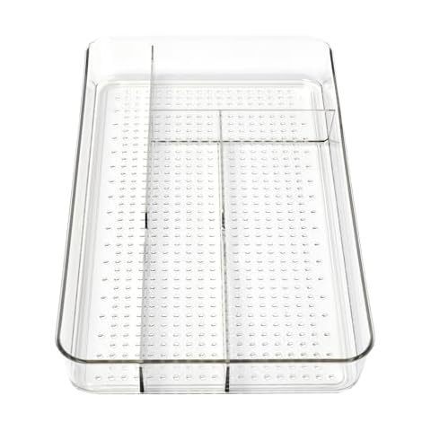 Dial Industries Small Cutlery, Utensil, Silverware Kitchen Drawer Organizer Tray, Clear Cover