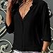 Womens Solid Color Stylish Chiffon Shirts Long Sleeve Button Down Blouse Tops Elegant Casual Comfy Shirt Workwear (Black,Large)