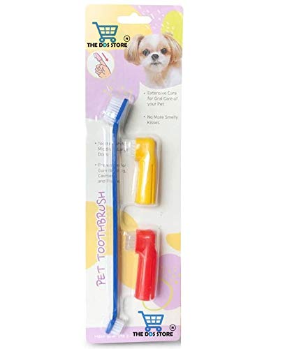 THE DDS STORE All Age Groups Dog Manual Toothbrush Set, Dual-Headed Brush And 2 Bonus Finger Brushes, Freshens Dogs Breath, Vet And Pet Groomer Recommended, Use With Dog Toothpaste, 3-Pieces,Blue (B08TWYW6Y3) Amazon Price History, Amazon Price Tracker