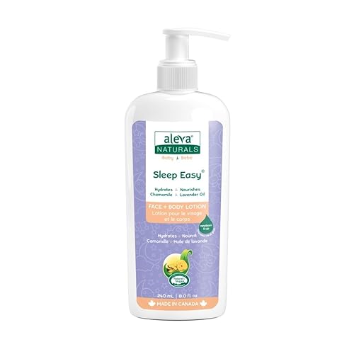 Aleva Naturals Sleep Easy Loción relajante relajante para bebés y niños pequeños, enriquecida con aceites de lavanda y manzanilla, amigable con la