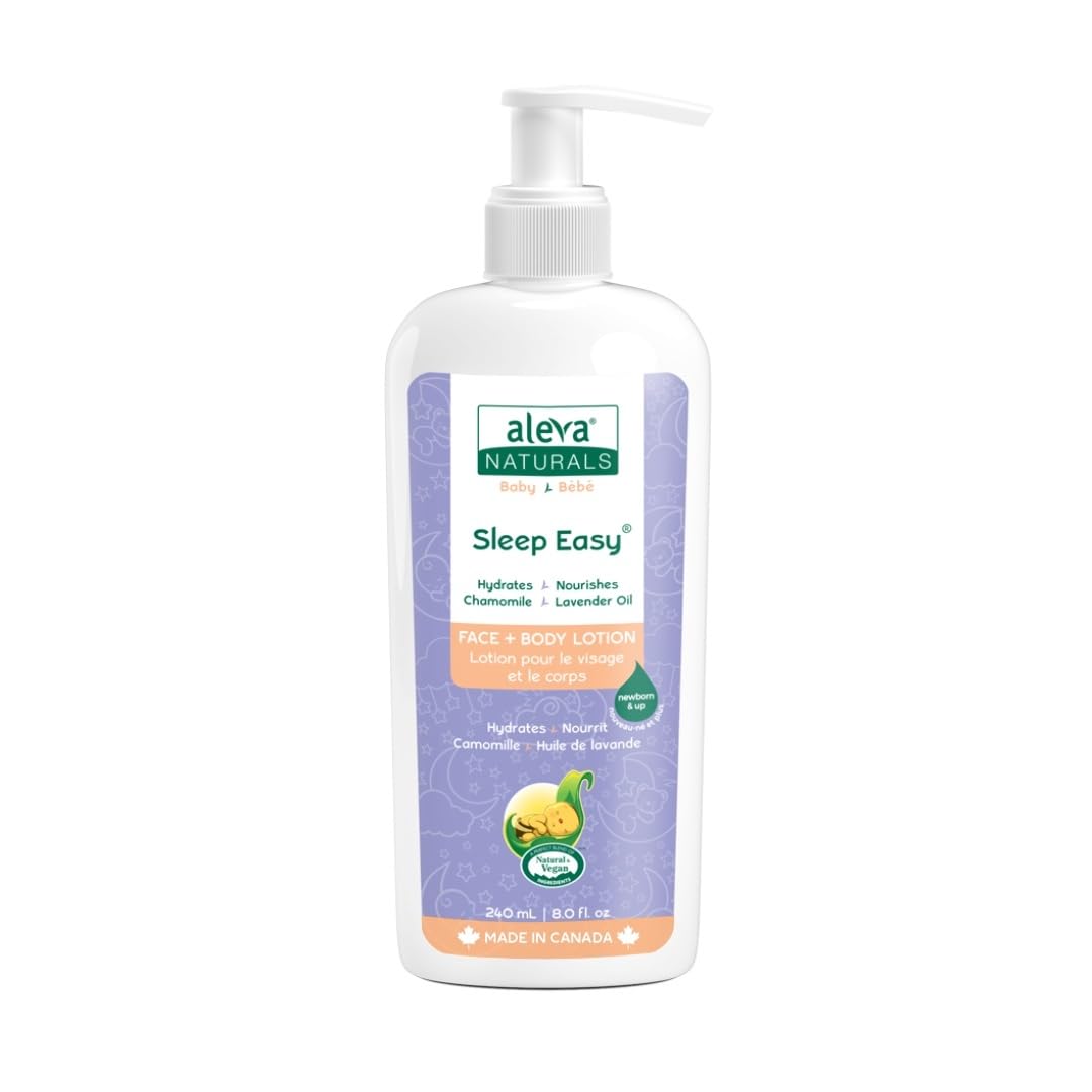 Aleva Naturals Sleep Easy Calming Relaxing Bedtime Baby Lotion, For babies and toddlers, Enriched with Lavender and Chamomile Oils, Sensitive Skin Friendly, Organic Ingredients - 8 Fl Oz
