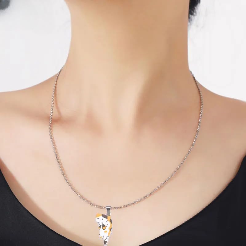 Collier Chat Halloween Argent Sterling 925 Breloque émail