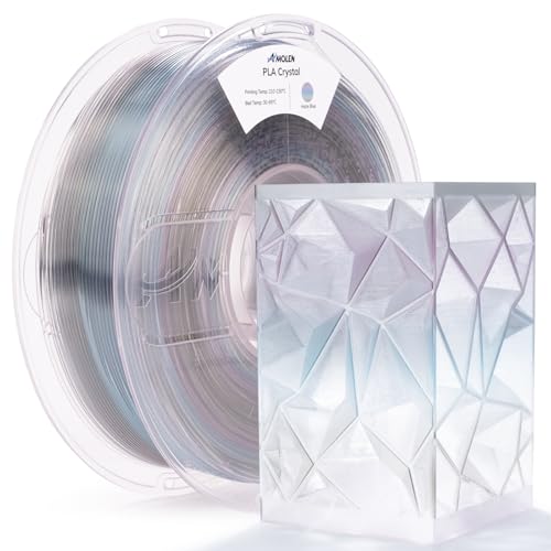 Image of AMOLEN Translucent PLA Filament 1.75mm, Transparent 3D Printer Filament, Crystal PLA Haze Blue, NO-Tangle & Low Warping, Spool 1KG, Dimensional Accuracy + /- 0.02 mm, Fits Most FDM 3D Printers