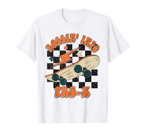 Rolling Into Preschool Retro Groovy Back to School Kids T-Shirt