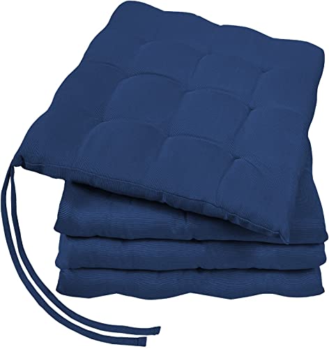 GREEN MARK Textilien Basic 4er-Set Sitzkissen Stuhlkissen für Außen oder Innen 40x40cm weich gefüllt, Navy blau GREEN MARK Textilien Basic 4er-Set Sitzkissen Stuhlkissen für Außen oder Innen 40x40cm weich gefüllt, Navy blau