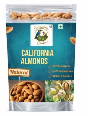 Image of Sampann Griha California Almonds 200g | Large Brown Badam Whole | Crunchy Raw Nuts Healthy Snack | Fresh Hygienic Pack | Dry Fruits for Daily Nutrition, Diet, Energy Boost & Heart Health Support