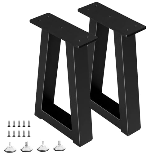 Rioychan 35,5 cm trapezförmige Metall-Tischbeine, DIY-Möbelbeine für Couchtisch, Bank, Hocker, Schrank, Stühle - Fußset, 2 Stück, Schwarz (35,5x24cm)