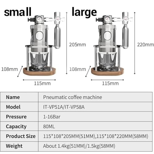 Cafetera manual neumática portátil 80 ml con medidor miniatura 2