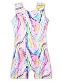 Domusgo Girls Leotards for Gymnastics Size 5-6 Years Old Sparkly Multicolor Tie Dye One Piece Biketards