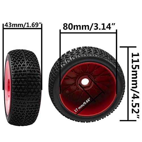 Pneus RC Buggy 1/8 adhérents ShareGoo pour remplacer les roues usées 17mm - 6