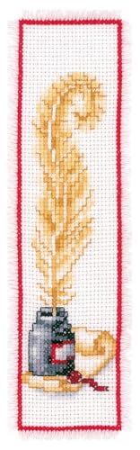 Image of Vervaco Cross Stitch Bookmark Kit Goose Feather 2.4 inch x 8 inch