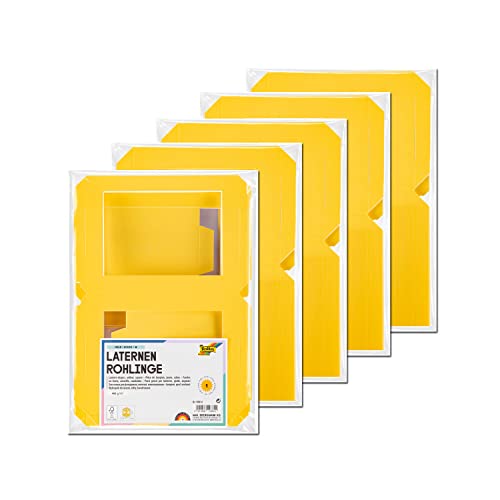 PARTY DISCOUNT NEU Laternen Rohlinge zum Stecken, 400g/m², Eckig: 13,5x13,5x18cm, 5 Stück, Gelb