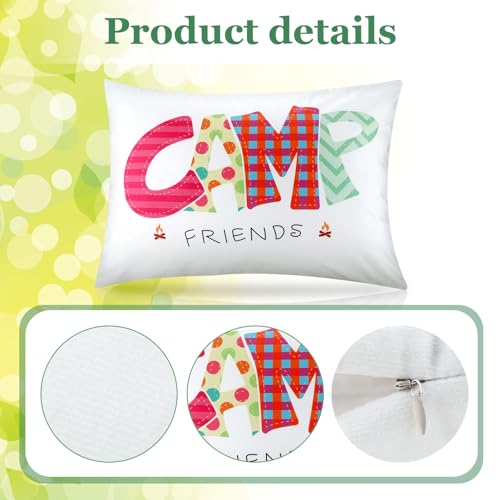 Image of Moukeren Camp Friends Girl Autograph Pillowcase Summer Camp Pillowcase Travel Pillow Case Travel Pillow Cover for Kids Package Stuff Essentials Sleepaway Accessories (Multi Colors,2 Pcs)