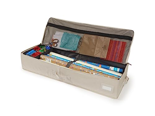 Covermates Keepsakes - Deluxe Gift Wrap Storage Bag - Heavy Duty Material - Dual Zipper Pulls - Mesh Pocket - Indoor Storage, Beige Heather