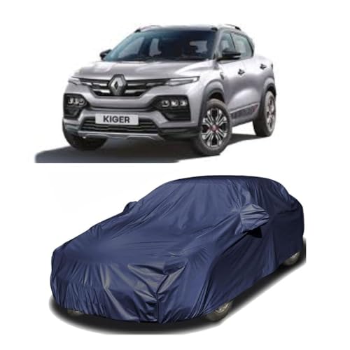 Image of Car Body Cover Compatible with Renault Kiger | Water, Dust & UV Protection | Mirror Pockets | Elastic Grip | Triple Stitch Kiger Car Cover (Blue)