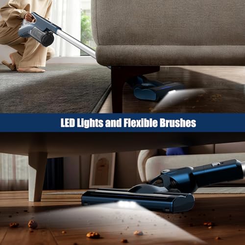 Image of Corded Vacuum Cleaners For Home, 500W Powerful Suction With Dual HEPA Filters, LED Lights & 16.7ft Power Cord, One-Touch Release Dust Cup, Converts To Handheld Vacuum For Pet Hair Hard Floor (VA002)