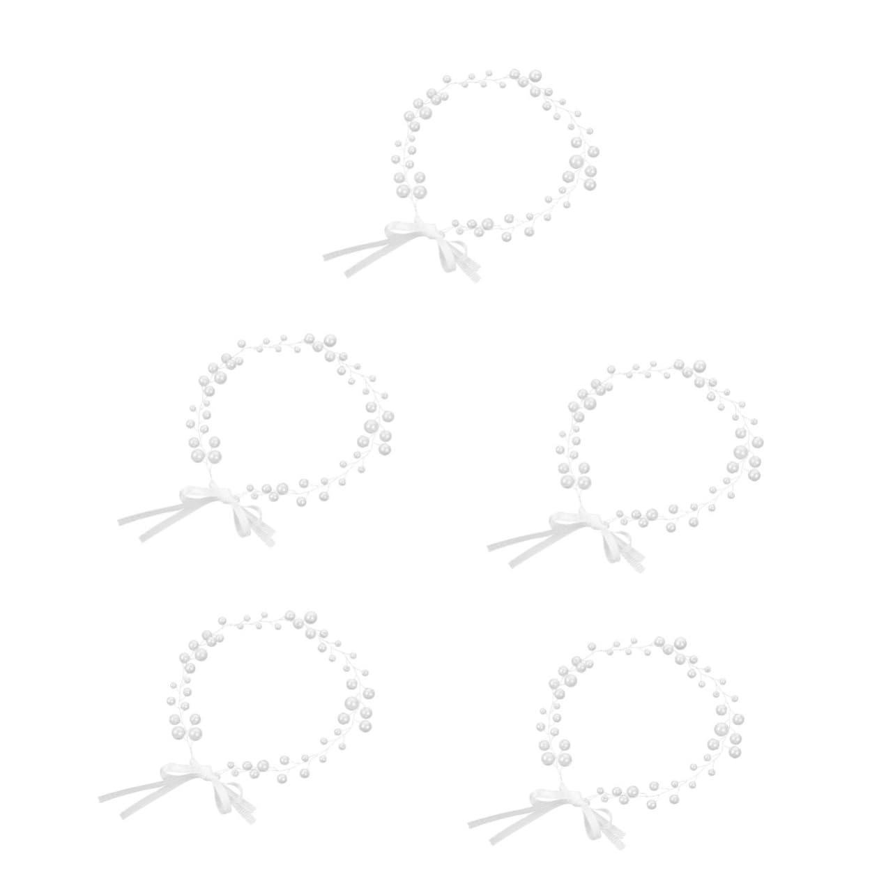 Healeved 5piezas Diadema De Perlas Para Novia Accesorio De Cabello Elegante Tocado Flexible Para Bodas y Eventos Especiales Adorno Brillante