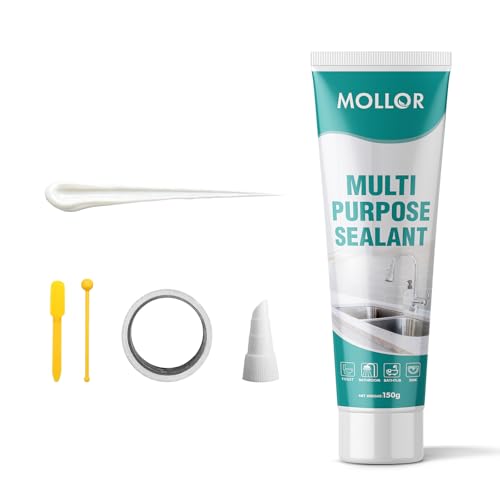Image of Waterproof Silicone Sealant for Shower, Countertops, White Silicone Caulk for Bathroom & Kitchen, Easy to Use with Tool, Stronger Adhesion, Shrink & Crack Proof (5.29oz Porcelain White)