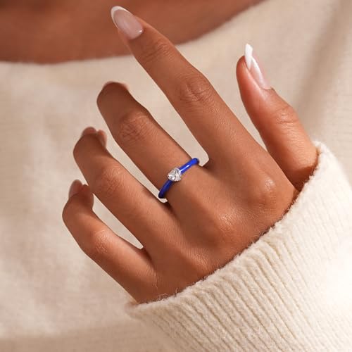 925 Sterling Silver Enamel Heart Rings for Women Mother Daughter Friendship Ring Dainty Cubic Zirconia Promise Ring for Her Eternity Engagement Wedding Band Rings Jewelry Birthday Christmas Gift3