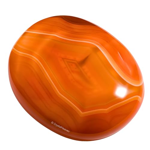 Image of Certified Carnelian Crystal Palm Pebbles Stones for Anxiety Stress Relief Massage - AAA Grade Original Healing Gemstone Agate Palm Stone for Yoga Meditation Spiritual Reiki Feng Shui