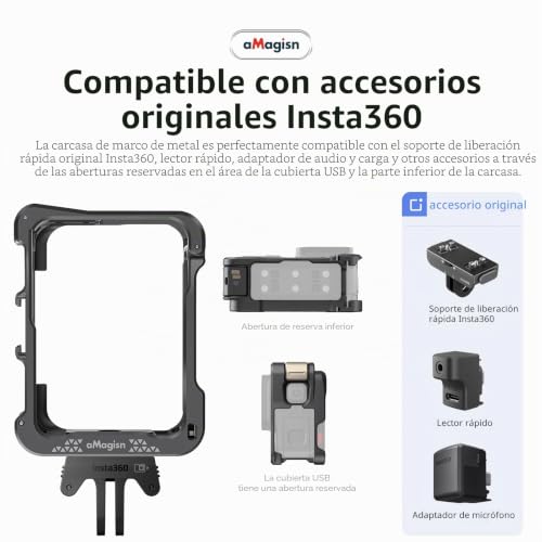 Jaula de aluminio para Insta360 Ace Pro 2 carcasa protectora modelo 3 7