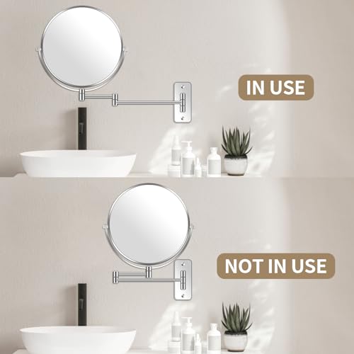 Btremary 138-9IN-DE 9 Inch Large Wall Mounted Makeup Mirror 1X/7X Double-Side Bathroom Magnifying Mirror 360 Swivel Vanity Mirror Extendable Shaving Wall Mount Cosmetic Mirror thumb #3