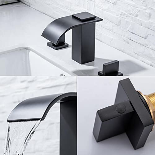 Robinet 3 trous lavabo salle de bain mitigeur cascade en laiton - 5
