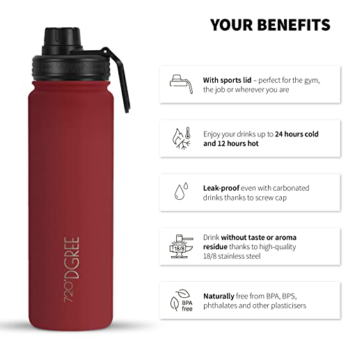 720°DGREE Vaccum Insulated Water Bottle + Infuser “noLimit“, 710ml, Leakproof, BPA-Free, Thermo Stainless Steel Flask - Image 2
