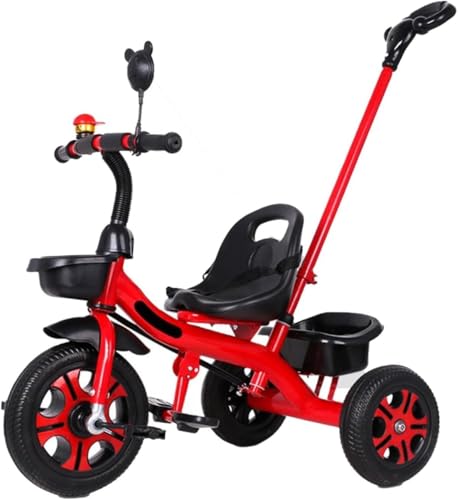 子供乗せ自転車 三輪車 キックバイク 三輪車 手押し棒付き 子供自転車 自転車 3輪 赤ちゃん おもちゃ 調節可能なシート 軽量 組み立て簡単 1 〜 6 歳のお子様向け 乗用玩具 (アップグレードです,C)