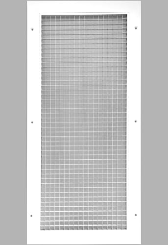 Image of HVAC Premium 10 inch x 24 inch or 24 inch x 10 inch Cube Core Eggcrate Return Air Grille - Aluminum Rust Proof - HVAC Vent Duct Cover - White [Outer Dimensions: 11.75 X 25.75]