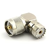 Maxmoral RF Coaxial Coax Adapter, UHF Male to Female Right Angle Adapter PL259 to SO239 90 Degree Jack Connector