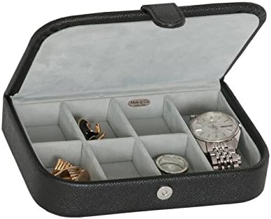 Mele Ryan Faux Leather Cufflink Mens Jewelry Travel Case - Black