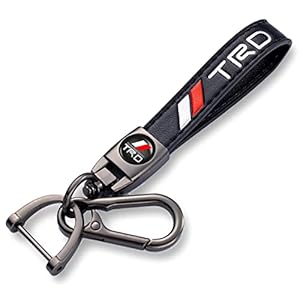 TACOMA Genuine Leather Car Keychain Fit for Toyota TRD Sequoia Tundra 4Runner Trucks Key Chain for Men and Women Family Present Key Ring Accessories(Black)