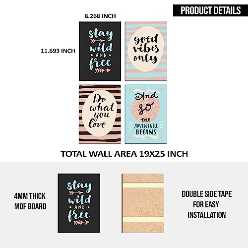 Image of PAPER PLANE DESIGN Poster Frames Quotes Size- 8.25 x 11.75 inch, Set of 4, Motivational (E)