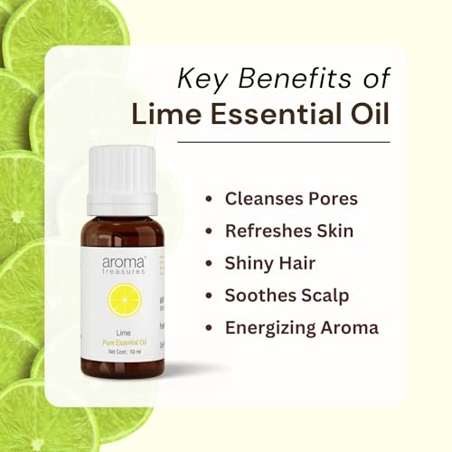 Image of Aroma Treasures Lime essential Oil | 100% Pure & Natural Theraputic Essential oil for healthy Skin, body, Aromatherapy - 10ml