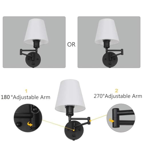 Luz de Pared con Interruptor vintage regulable en blanco para lectura y dormitorio confortable 4
