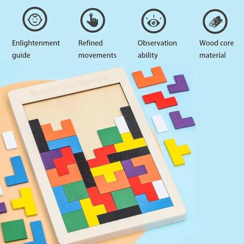 Image of Wooden Alphabet Numbers & Shapes Puzzle Board for Kids | Montessori Educational Learning Toy for Toddlers & Preschool Children | ABC, Counting & Shape Sorter Wooden Puzzle