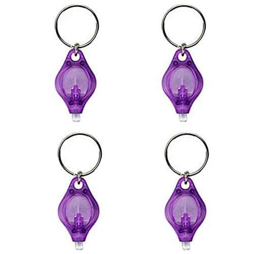 Boxonly Mini Keychain Torches UV Flashlight Money Checker Key-Chain LED Light Key Ring Light Torch Purple 4PCS